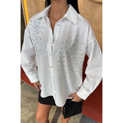 Kristal Taş Çakımlı Poplin Gömlek 3413 Kristal Taş Çakımlı Poplin Gömlek 3413