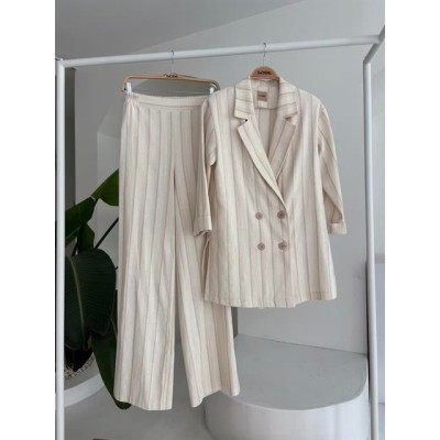Blazer Ceketli Çizgili Keten Takım 10186 Blazer Ceketli Çizgili Keten Takım 10186