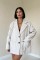 Bej Çizgili Oversize Ceket