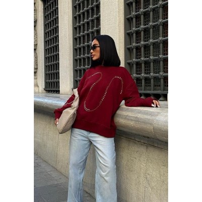 Gümüş Taşlı Sweatshirt 8052 Gümüş Taşlı Sweatshirt 8052