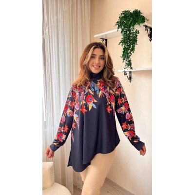 Kadın Uzun Kollu Balıkçı Yaka Asimetrik Kesim Dalgıç Kumaş Bluz Kadın Uzun Kollu Balıkçı Yaka Asimetrik Kesim Dalgıç Kumaş Bluz