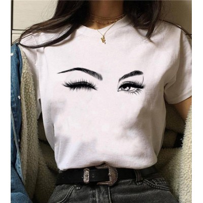 Kadın Kısa Kollu Bisiklet Yaka Göz Baskılı Süprem T-shirt Kadın Kısa Kollu Bisiklet Yaka Göz Baskılı Süprem T-shirt