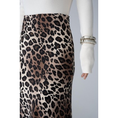 Midi Saten Etek - Leopar Midi Saten Etek - Leopar