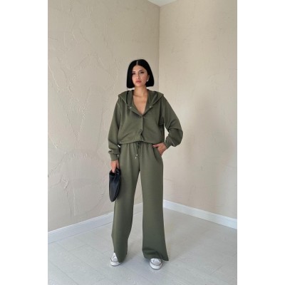 Haki Beli Lastikli Ceket Ve Pantolon Takım Haki Beli Lastikli Ceket Ve Pantolon Takım