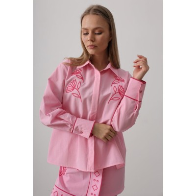 Nakış Detaylı Etekli Takım - Pembe Nakış Detaylı Etekli Takım - Pembe
