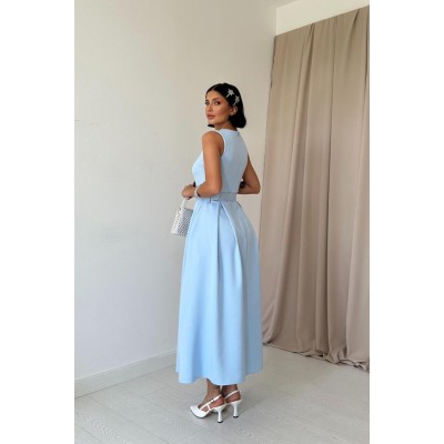 Bebe Mavi Halter Yaka Kloş Elbise Bebe Mavi Halter Yaka Kloş Elbise