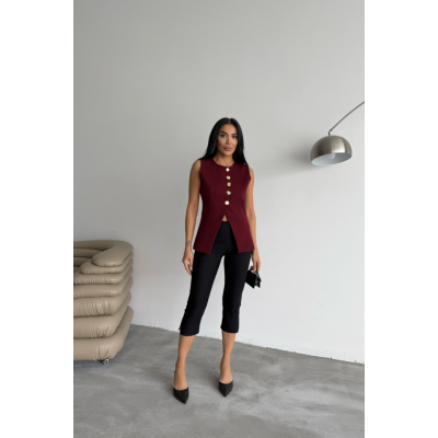 GOLD DÜĞME DETAYLI YELEK - Bordo GOLD DÜĞME DETAYLI YELEK - Bordo