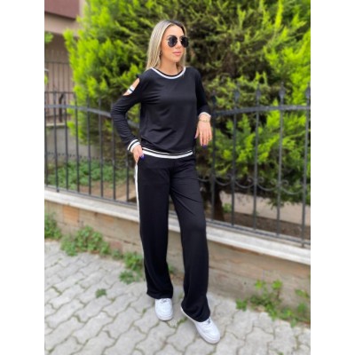 Kadın Iki Iplik Penye Kumaş Kol Detaylı Ribanalı Ikili Takım Kadın Iki Iplik Penye Kumaş Kol Detaylı Ribanalı Ikili Takım
