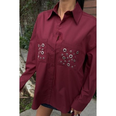 Metal Kuşgözü Detaylı Poplin Gömlek 3453 Metal Kuşgözü Detaylı Poplin Gömlek 3453