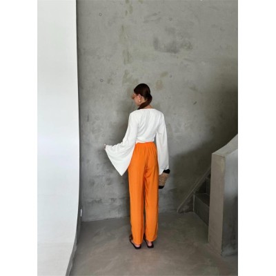 BEL LASTİK DETAYLI MODAL KUMAŞ PANTOLON - Orange BEL LASTİK DETAYLI MODAL KUMAŞ PANTOLON - Orange