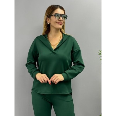 Kadın Uzun Kol V Yaka Kapüşon Detay Sweat Ve Yüksel Bel Eşofman Ikili Takım Kadın Uzun Kol V Yaka Kapüşon Detay Sweat Ve Yüksel Bel Eşofman Ikili Takım