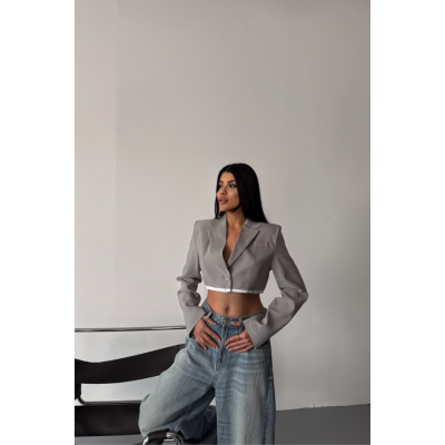CROP CEKET TEK DÜĞME - Gri CROP CEKET TEK DÜĞME - Gri