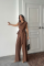 TENCEL MODAL KOLSUZ BLUZ KAPALI CEP DETAYLI DÖKÜMLÜ - PANTOLON TAKIM - Kahverengi TENCEL MODAL KOLSUZ BLUZ KAPALI CEP DETAYLI DÖKÜMLÜ - PANTOLON TAKIM - Kahverengi