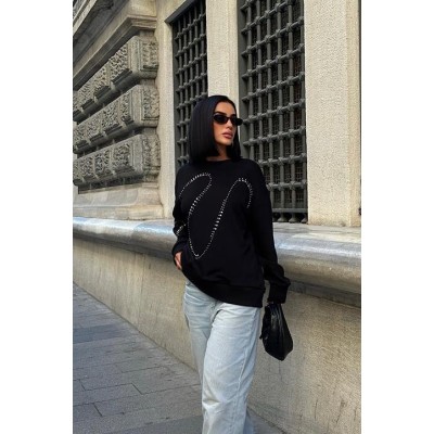Gümüş Taşlı Sweatshirt 8052 Gümüş Taşlı Sweatshirt 8052