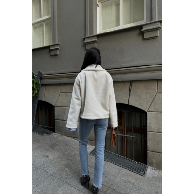 YÜN CROP KABAN - Krem YÜN CROP KABAN - Krem