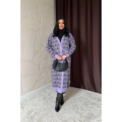 Lila Düğmeli Triko Hırka Lila Düğmeli Triko Hırka