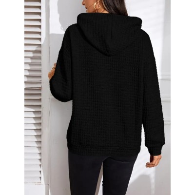 Kadın Uzun Kollu Kapşonlu Bağcıklı Cepli Capitone Sweatshirt Kadın Uzun Kollu Kapşonlu Bağcıklı Cepli Capitone Sweatshirt
