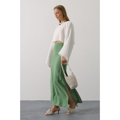 YARASA KOLLU CROP BLUZ - Beyaz YARASA KOLLU CROP BLUZ - Beyaz