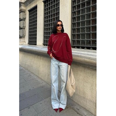 Gümüş Taşlı Sweatshirt 8052 Gümüş Taşlı Sweatshirt 8052