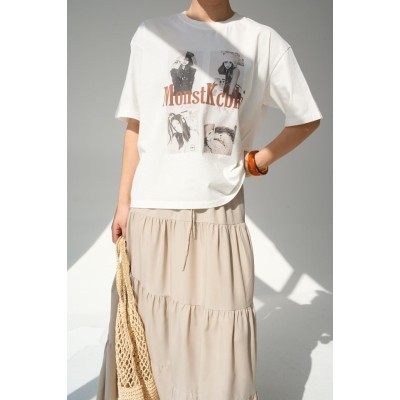 Baskılı T-Shirt - Krem Baskılı T-Shirt - Krem