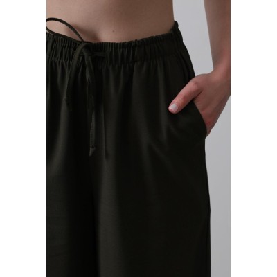 Beli Lastikli Bol Paça Pantolon - Koyu Haki Beli Lastikli Bol Paça Pantolon - Koyu Haki