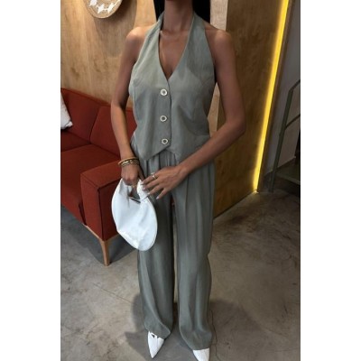 Halter Yaka Yelekli Modal Takım 10144 Halter Yaka Yelekli Modal Takım 10144