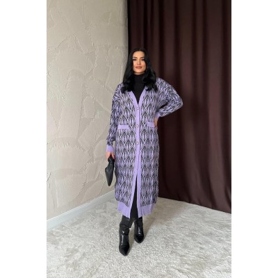 Lila Düğmeli Triko Hırka Lila Düğmeli Triko Hırka