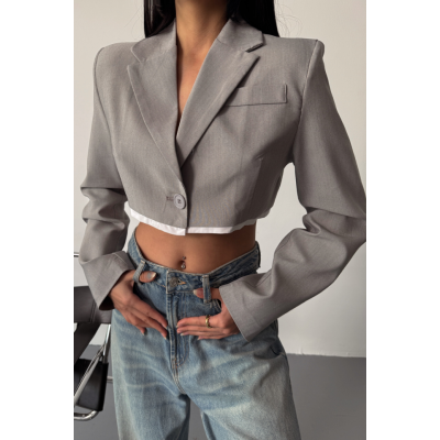 CROP CEKET TEK DÜĞME - Gri CROP CEKET TEK DÜĞME - Gri