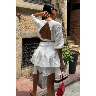 Crop Bluz Ve Kat Kat Etekli Takım 10207 Crop Bluz Ve Kat Kat Etekli Takım 10207