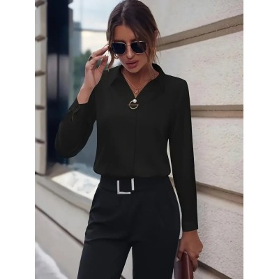 Kadın Uzun Kollu Yakalı Trikoton Gömlek Kadın Uzun Kollu Yakalı Trikoton Gömlek