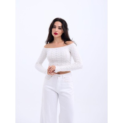 42241 TRİKO KAYIK YAKA CROP-EKRU 42241 TRİKO KAYIK YAKA CROP-EKRU