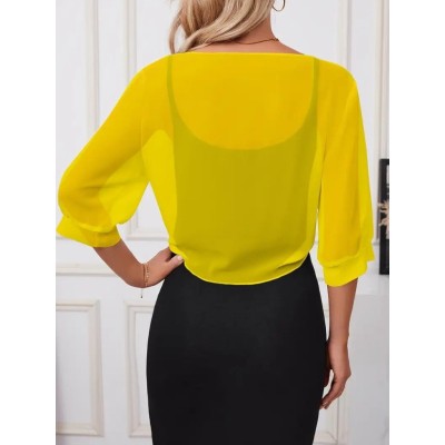 Kadın Fakir Kollu önden Bağlamalı Kısa şifon Bolero Ceket Kadın Fakir Kollu önden Bağlamalı Kısa şifon Bolero Ceket