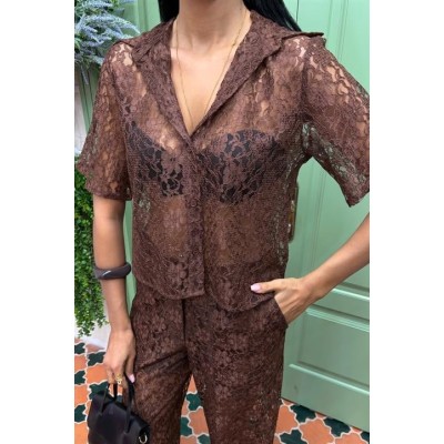 Pantolonu Astarlı Dantel İkili Takım 10119 Pantolonu Astarlı Dantel İkili Takım 10119
