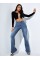 Kadın Yüksek Bel Cepli İspanyol Paçalı Kot Jeans Pantolon Kadın Yüksek Bel Cepli İspanyol Paçalı Kot Jeans Pantolon