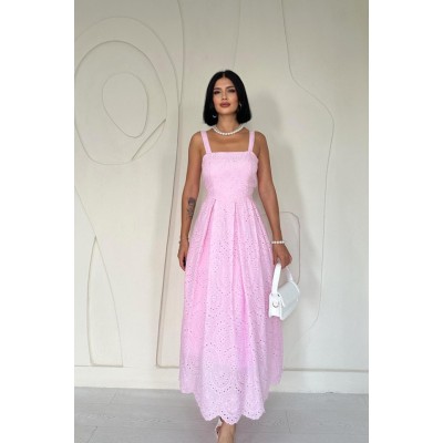 Pembe Askılı Aparatlı Brode Elbise Pembe Askılı Aparatlı Brode Elbise