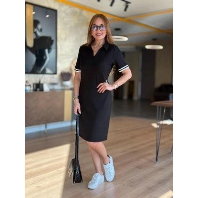 Kadın Polo Yaka Kol Ribanalı Çift Sweat Elbise Kadın Polo Yaka Kol Ribanalı Çift Sweat Elbise