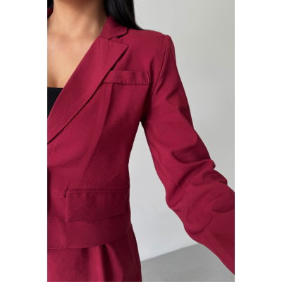 CROP CEKET - KISA ETEK TAKIM - Bordo CROP CEKET - KISA ETEK TAKIM - Bordo