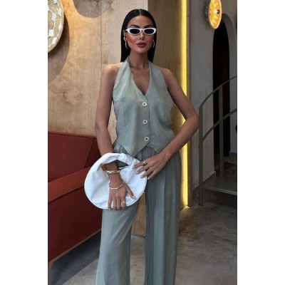 Halter Yaka Yelekli Modal Takım 10144 Halter Yaka Yelekli Modal Takım 10144