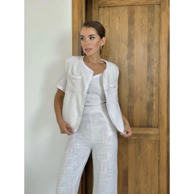 Ekru Askılı Büstiyer Ceket Ve Pantolon Takım Ekru Askılı Büstiyer Ceket Ve Pantolon Takım