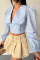 CROP POPLİN GÖMLEK YAKA KENAR DANTEL DETAYLI - Bebe Mavi CROP POPLİN GÖMLEK YAKA KENAR DANTEL DETAYLI - Bebe Mavi