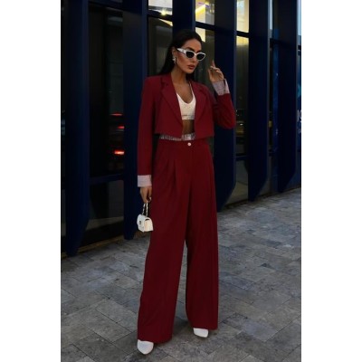 Garni Detaylı Crop Ceketli Takım 10075 Garni Detaylı Crop Ceketli Takım 10075