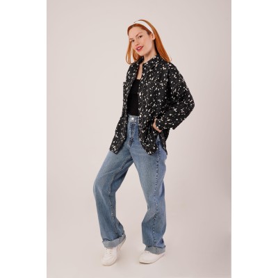 Eskitme Görünümlü Denim Siyah Gömlek Eskitme Görünümlü Denim Siyah Gömlek