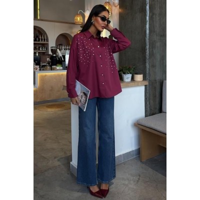 Kristal Taş Çakımlı Poplin Gömlek 3413 Kristal Taş Çakımlı Poplin Gömlek 3413