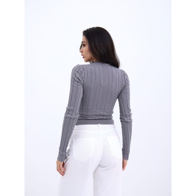 42491 TRİKO SAÇ ÖRGÜ CROP KAZAK-GRİ 42491 TRİKO SAÇ ÖRGÜ CROP KAZAK-GRİ
