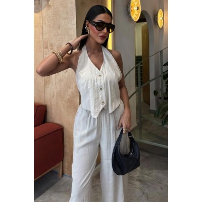 Halter Yaka Yelekli Modal Takım 10144 Halter Yaka Yelekli Modal Takım 10144