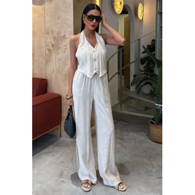 Halter Yaka Yelekli Modal Takım 10144 Halter Yaka Yelekli Modal Takım 10144