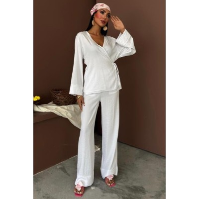Kruvaze Model Klasik Pantolonlu Çupra Keten Takım 10191 Kruvaze Model Klasik Pantolonlu Çupra Keten Takım 10191