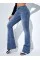 Kadın Yüksek Bel Cepli İspanyol Paçalı Kot Jeans Pantolon Kadın Yüksek Bel Cepli İspanyol Paçalı Kot Jeans Pantolon