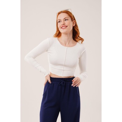 Ters Dikişli Basic Beyaz Body Bluz Ters Dikişli Basic Beyaz Body Bluz