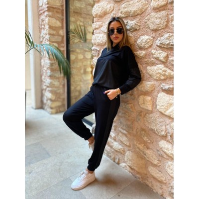 Kadın Uzun Kollu Kapüşonlu Oversize Sweat Ve Pantolon Ikili Takım Kadın Uzun Kollu Kapüşonlu Oversize Sweat Ve Pantolon Ikili Takım